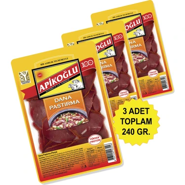 Apikoğlu Dana Parça Pastırma 80 Gr. Üçlü