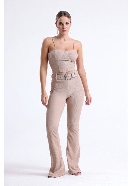 Kemer Detaylı Ottoman Pantolon | PNT34753 Bej fırsatları