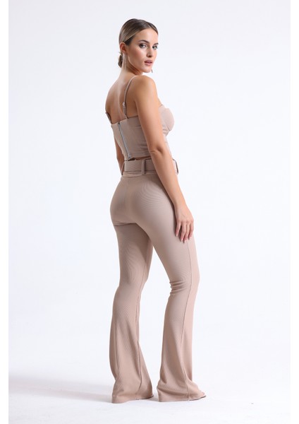 Kemer Detaylı Ottoman Pantolon | PNT34753 Bej indirimleri