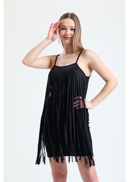 Püsküllü Abiye Mini Elbise | ELB34800