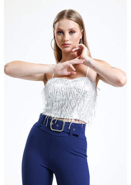 Fermuarlı Payet Abiye Bustiyer | BUST34890