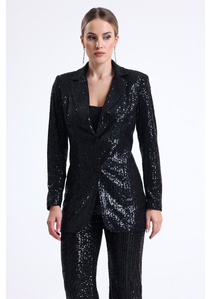 Içi Astarli Payet Abiye Ceket | CKT34262 Siyah indirimleri