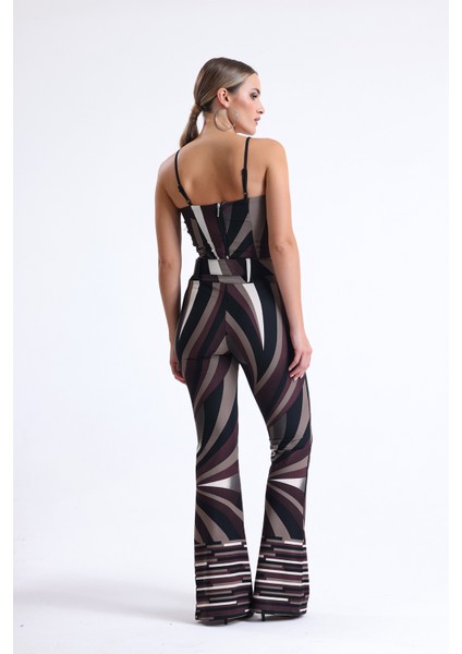 Desenli Ottoman Kemerli Pantolon | PNT35240 Kahve Bej Siyah Desenli indirimleri