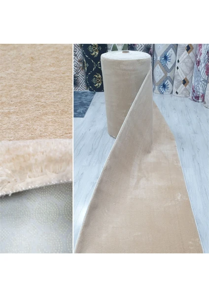 Halı Kapımda Kaymaz Taban Vizon Yıkanabilir Kesme Yolluk Peluş Halı 80 x 250 cm