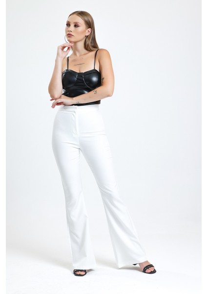 Ispanyol Paça Fermuarlı Cepli Hürrem Pantolon | PNT35010 Ekru fiyatları