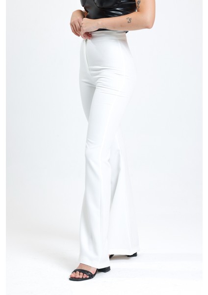 Ispanyol Paça Fermuarlı Cepli Hürrem Pantolon | PNT35010 Ekru fırsatları