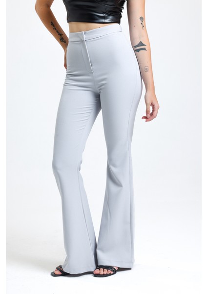 Ispanyol Paça Fermuarlı Cepli Hürrem Pantolon | PNT35010 Grı fırsatları