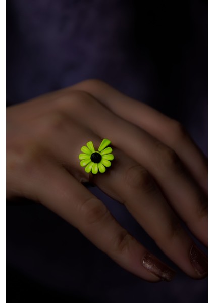 925 Ayar Gümüş Yüzük Rose Kaplama Ayarlanabilir Tasarım Fosforlu Papatya Yüzük fiyatları