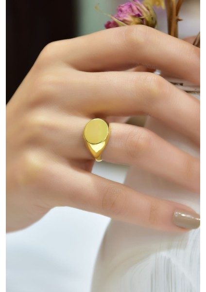 925 Ayar Gümüş Yüzük Gold Kaplama Ayarlanabilir Şovalye Yüzük