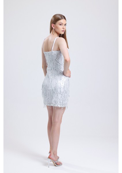 Payet Abiye Elbise Elb35119 Silver indirimleri