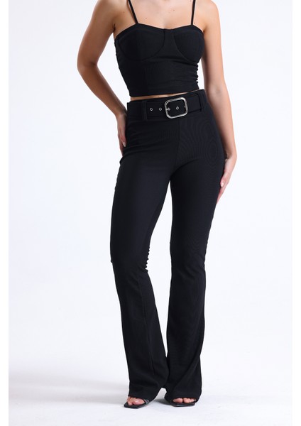 Kemer Detaylı Ottoman Pantolon | PNT34753 Siyah fırsatları