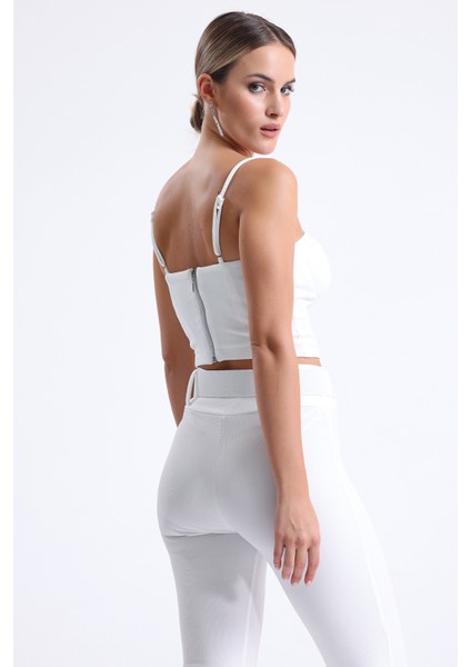 Gloplu Ottman Büstiyer | BUST35268 Beyaz modelleri