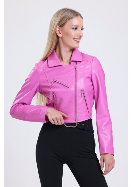 Fermuar Detaylı Sunı Deri Motorcu Montu | CKT34499