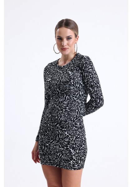 Uzun Kol Jakarlı Bluz | BLZ35200 Siyah-Ekru