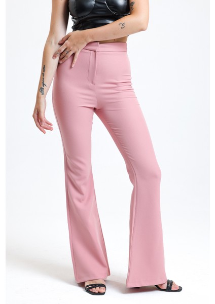 Ispanyol Paça Fermuarlı Cepli Hürrem Pantolon | PNT35010 Pudra fırsatları