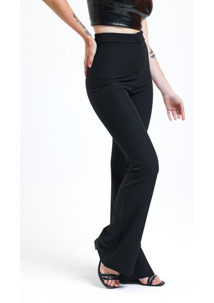 Ispanyol Paça Fermuarlı Cepli Hürrem Pantolon | PNT35010 Siyah fırsatları