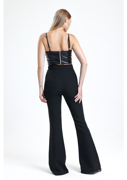 Ispanyol Paça Fermuarlı Cepli Hürrem Pantolon | PNT35010 Siyah indirimleri