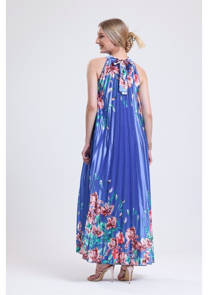 Piliseli Dijital Baskili Saten Elbise Elb34513 Gökkuşağı indirimleri