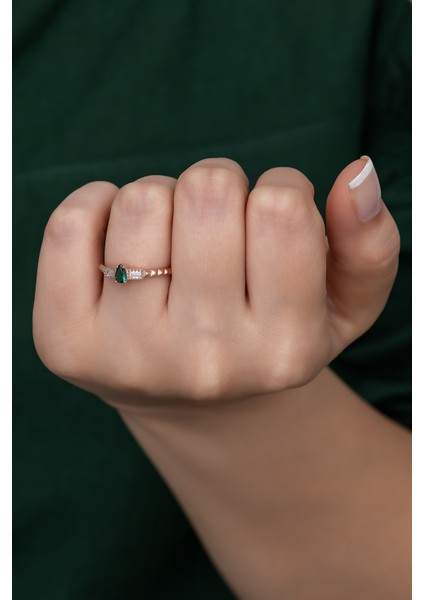 Gümüş Prenses Yüzük Renkli Taşlı Ayarlanabilir Ölçü. Rose Gold Kaplama 925 Ayar Gümüş Yüzük modelleri