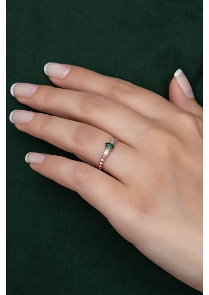 Gümüş Prenses Yüzük Renkli Taşlı Ayarlanabilir Ölçü. Rose Gold Kaplama 925 Ayar Gümüş Yüzük indirimleri