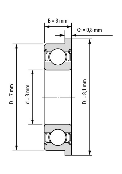 Prc F683 ZZ (F618/3 ZZ) Minyatür Rulman 3X7X3 (Şapkalı)