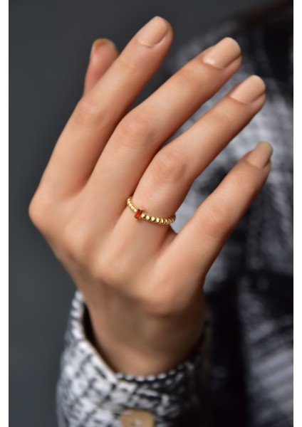 925 Ayar Gümüş Yüzük Gold Kaplama Ayarlanabilir Zirkon Taşlı, Baget Doğum Taşlı Yüzük fiyatları