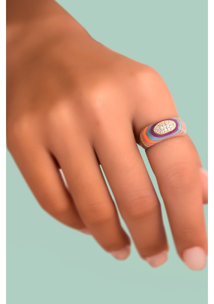 925 Ayar Gümüş Yüzük Altın Kaplama Renkli Mineli Ayarlanabilir Taşlı Yüzük modelleri