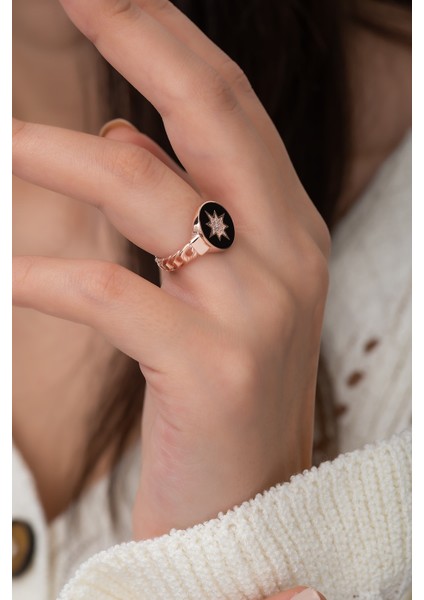 Lazer Mineli Nano Zirkon Taşlı Rose Gald Kaplama 925 Ayar Gümüş Yüzük fiyatları