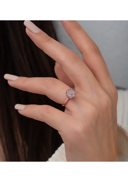 925 Ayar Gümüş Rose Kaplama Ayarlanabilir Beyaz Lotus Çiçeği Yüzük fiyatları