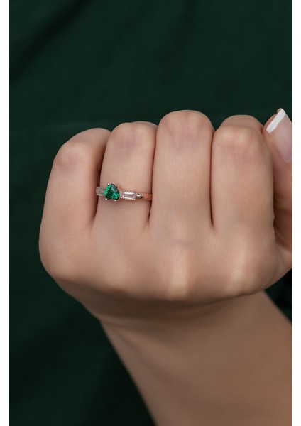 Gümüş Prenses Yüzük Renkli Taşlı Ayarlanabilir Ölçü. Rose Gold Kaplama 925 Ayar Gümüş Yüzük modelleri