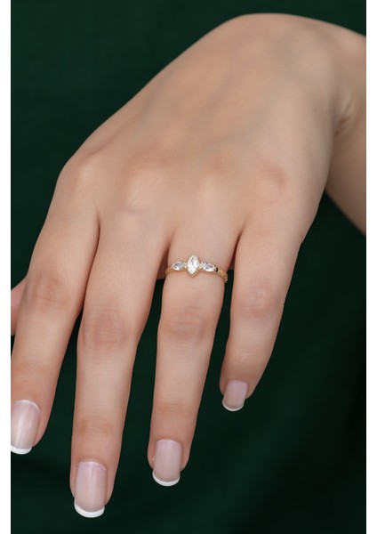 Gümüş Prenses Yüzük Renkli Taşlı Ayarlanabilir Ölçü. Altın Kaplama 925 Ayar Gümüş Yüzük