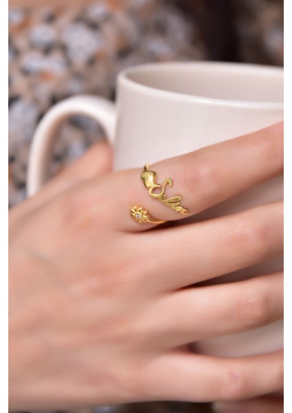 925 Ayar Gümüş Yüzük Gold Kaplama Ayarlanabilir Güneş, Kalp Isimli Yüzük fiyatları