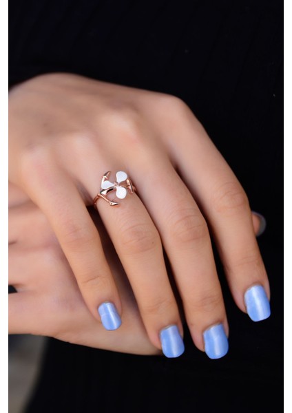 925 Ayar Gümüş Yüzük Rose Kaplama Ayarlanabilir Çapa Yüzük fiyatları