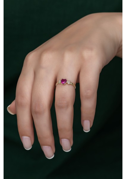 Gümüş Prenses Yüzük Renkli Taşlı Ayarlanabilir Ölçü. Altın Kaplama 925 Ayar Gümüş Yüzük