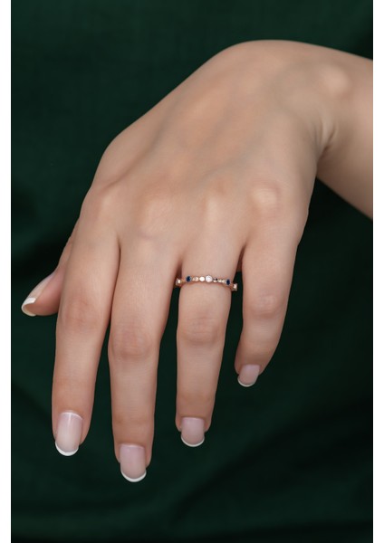 Gümüş Prenses Yüzük Renkli Taşlı Ayarlanabilir Ölçü. Rose Gold Kaplama 925 Ayar Gümüş Yüzük