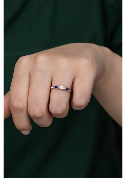 Gümüş Prenses Yüzük Renkli Taşlı Ayarlanabilir Ölçü. Rose Gold Kaplama 925 Ayar Gümüş Yüzük fırsatları