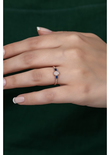 Gümüş Prenses Yüzük Renkli Taşlı Ayarlanabilir Ölçü. Rose Gold Kaplama 925 Ayar Gümüş Yüzük fiyatları