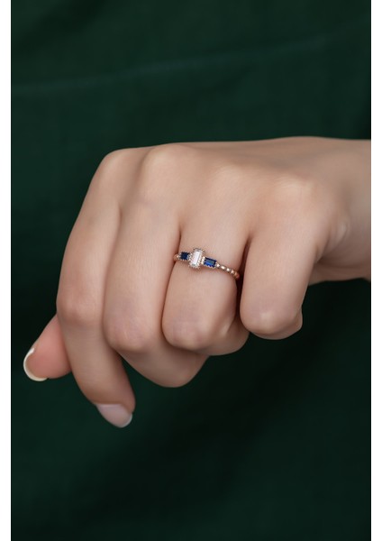 Gümüş Prenses Yüzük Renkli Taşlı Ayarlanabilir Ölçü. Rose Gold Kaplama 925 Ayar Gümüş Yüzük modelleri