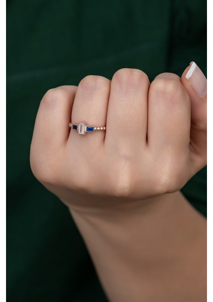 Gümüş Prenses Yüzük Renkli Taşlı Ayarlanabilir Ölçü. Rose Gold Kaplama 925 Ayar Gümüş Yüzük fırsatları