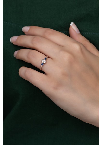 Gümüş Prenses Yüzük Renkli Taşlı Ayarlanabilir Ölçü. Rose Gold Kaplama 925 Ayar Gümüş Yüzük indirimleri