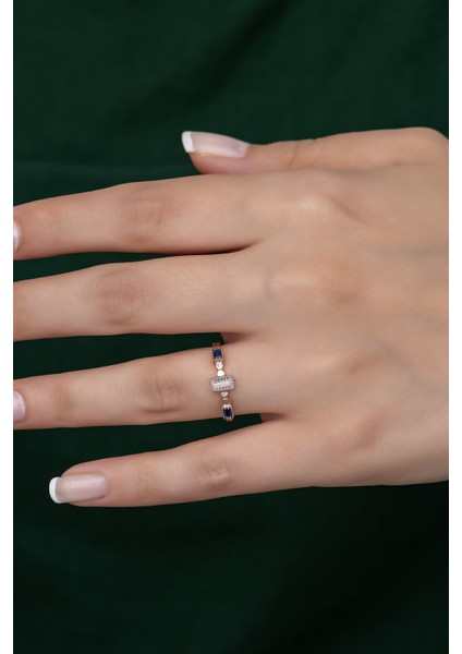 Gümüş Prenses Yüzük Renkli Taşlı Ayarlanabilir Ölçü. Rose Gold Kaplama 925 Ayar Gümüş Yüzük fiyatları