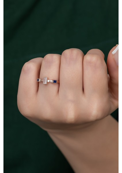 Gümüş Prenses Yüzük Renkli Taşlı Ayarlanabilir Ölçü. Rose Gold Kaplama 925 Ayar Gümüş Yüzük modelleri
