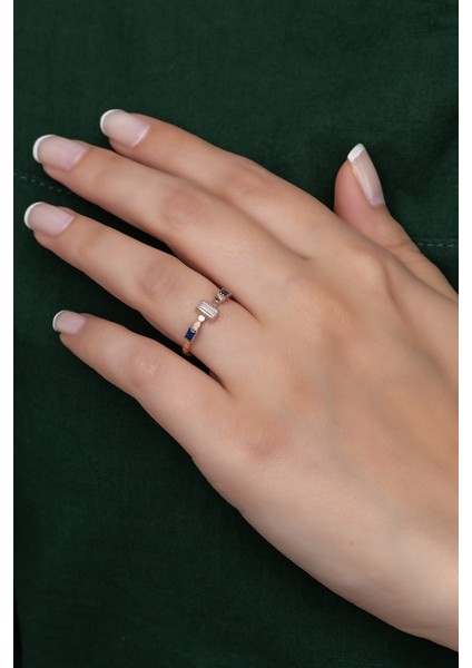 Gümüş Prenses Yüzük Renkli Taşlı Ayarlanabilir Ölçü. Rose Gold Kaplama 925 Ayar Gümüş Yüzük indirimleri