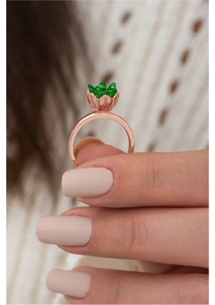 Ayarlanabilir Ölçülü - Rose Gold Kaplama 925 Ayar Gümüş Yüzük modelleri