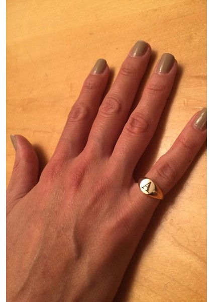 925 Ayar Altın Kaplama Ayarlanabilir Gümüş Harf Yüzük