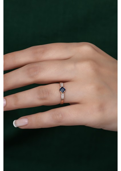 Gümüş Prenses Yüzük Renkli Taşlı Ayarlanabilir Ölçü. Rose Gold Kaplama 925 Ayar Gümüş Yüzük fiyatları