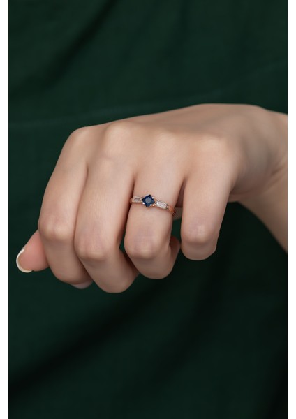 Gümüş Prenses Yüzük Renkli Taşlı Ayarlanabilir Ölçü. Rose Gold Kaplama 925 Ayar Gümüş Yüzük fırsatları