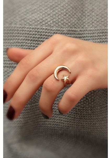 925 Ayar Ay Yıldız Gümüş Kadın Yüzük fiyatları