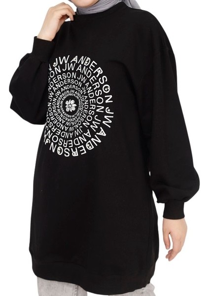71143 2 Ip Kumaş Nakış Yazı Ve Taş Detaylı Sweatshirt
