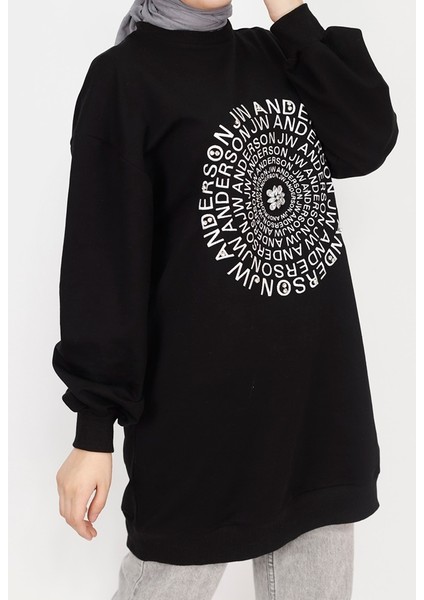 71143 2 Ip Kumaş Nakış Yazı Ve Taş Detaylı Sweatshirt